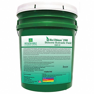 RENEWABLE LUBRICANTS 81094 Dielectric Hydraulic Oil ISO 22 5 Gal