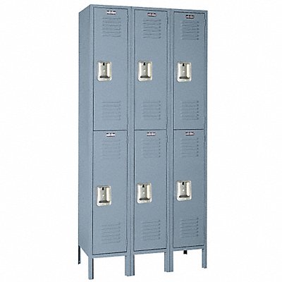 LYON DD52023ISU Wardrobe Locker Louvered 3 Wide 2 Tier Dove Grey