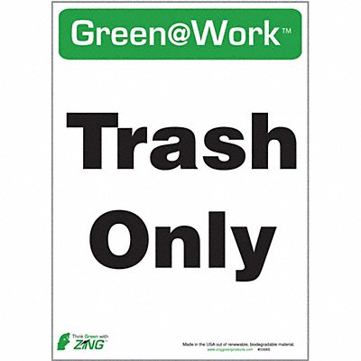 ZING 0068S Garbage Only Adhesive Sign 5x7in PK5