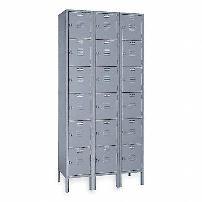 LYON DD53323SU Box Locker Louvered 3 Wide 6 Tier Grey