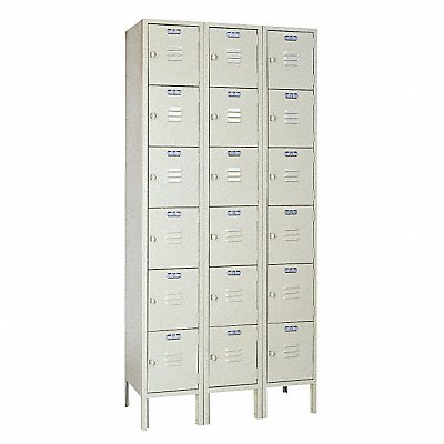 LYON PP53323SU Box Locker Louvered 3 Wide 6 Tier Putty