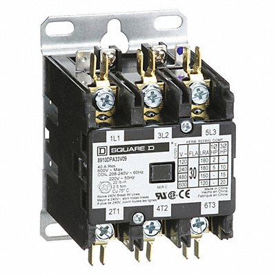 SQUARE D 8910DPA33V09 H2654 Definite Purpose Contactor 220/208-240VAC 3P 30A