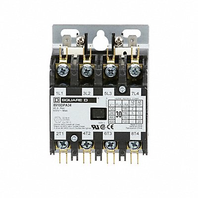 SQUARE D 8910DPA34V14 H2658 Definite Purpose Contactor 24VAC 4P 30A