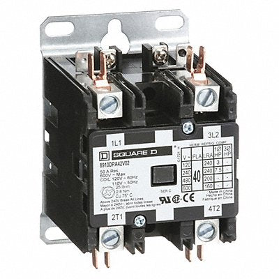 SQUARE D 8910DPA42V02 H2651 Definite Purpose Contactor 110/120VAC 2P 40A