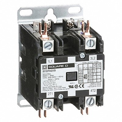SQUARE D 8910DPA42V09 H2651 Definite Purpose Contactor 220/208-240VAC 3P 75A