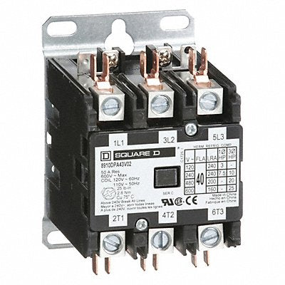SQUARE D 8910DPA43V02 H2655 Definite Purpose Contactor 110/120VAC 3P 40A