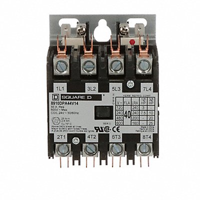SQUARE D 8910DPA44V14 H2659 Definite Purpose Contactor 24VAC 4P 40A