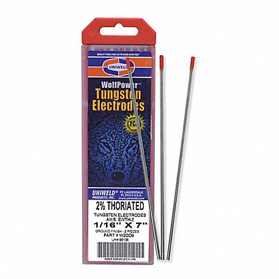 UNIWELD W2DD9 UNIWELD 10pc Red Tungsten Electrode PK10