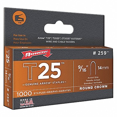ARROW 259 Staples T25 Round 1/4x9/16 PK1100
