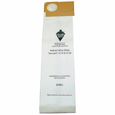 TOUGH GUY 5KRE5 Vacuum Bag Paper 2-Ply Reusable PK10