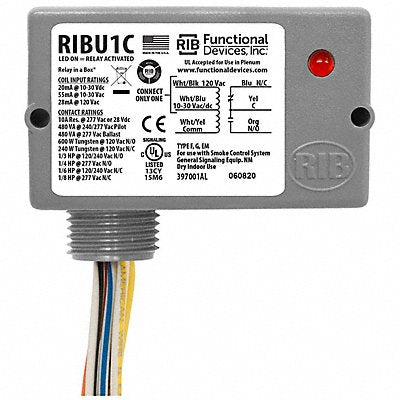RIB RIBU1C EnclosedPre-Wired Relay 120VAC SPDT 10A