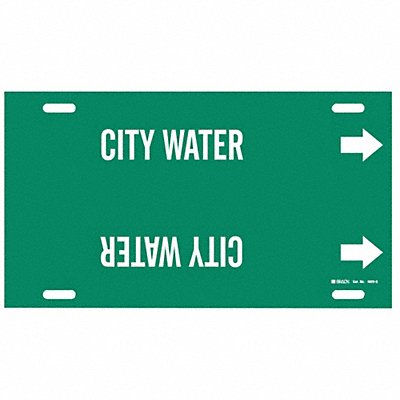 BRADY 4028G Pipe Marker City Water 10 in H 24 in W