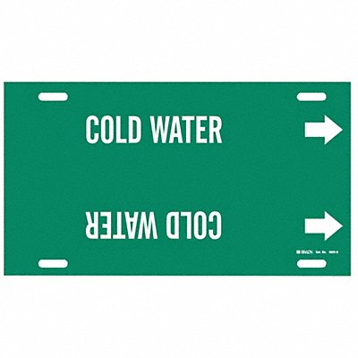 BRADY 4029H Pipe Marker Cold Water 10 in H 32 in W