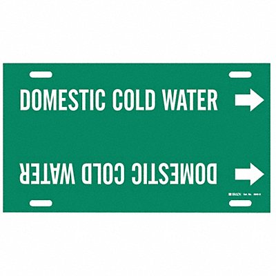 BRADY 4048H Pipe Marker Domstc Cold Watr 10in H 32in W