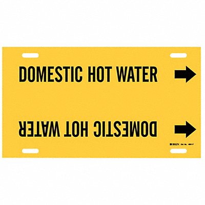 BRADY 4051F Pipe Marker Domestic Hot Watr 8in H 16in W