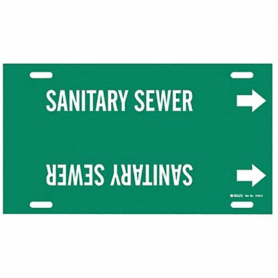 BRADY 4123G Pipe Marker Sanitary Sewer 10in H 24in W