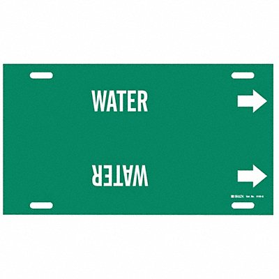 BRADY 4155G Pipe Marker Water 10 in H 24 in W