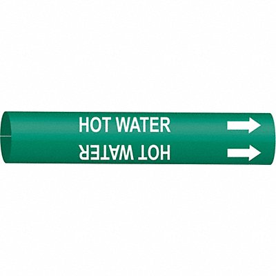 BRADY 4335F Pipe Marker Hot Water 8 in H 16 in W