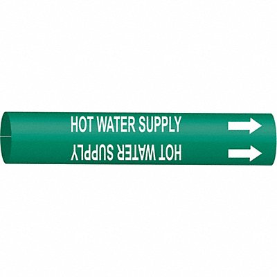 BRADY 4338H Pipe Marker Hot Water Supply 10in H 32in W
