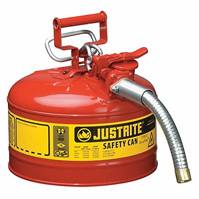 JUSTRITE 7225130 Type II Safety Can Red 2-1/2 gal.