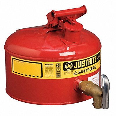 JUSTRITE 7225150 Type I Faucet Safety Can 2-1/2 gal Red