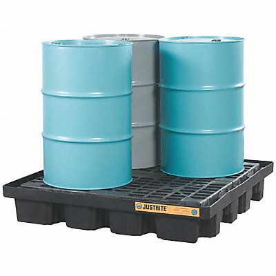 JUSTRITE 28673 Drum Spill Containment Pallet 4 Drum 5k lb.