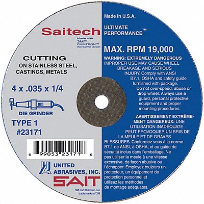 UNITED ABRASIVES-SAIT 23161 Cut Off Wheel 5/8 Connct SaitechUltPerform