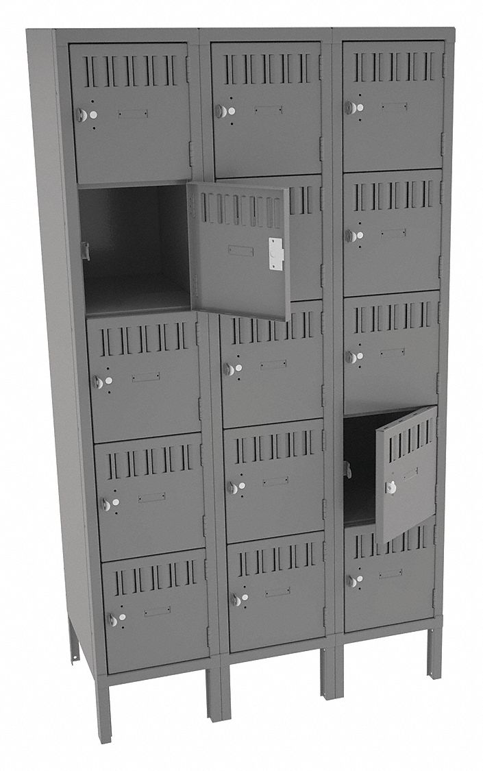 TENNSCO BS51218123MG Bx Locker 5x3Locker Grey 66 x36 x18 Assm