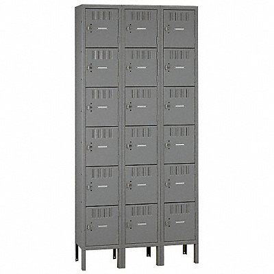TENNSCO BK61218123MG Box Locker Louvered 3 Wide 6 Tier Grey