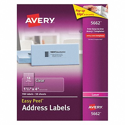 AVERY 727825662 Laser Label 1-1/3 H 4 W PK50