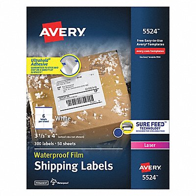 AVERY 727825524 Laser Label 3-1/3 H 4 W PK50
