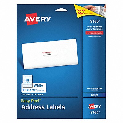 AVERY 727828160 Inkjet Label 1 H 2-5/8 W PK25