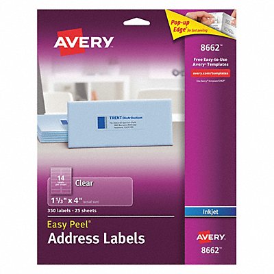 AVERY 727828662 Inkjet Label 1-1/3 H 4 W PK25