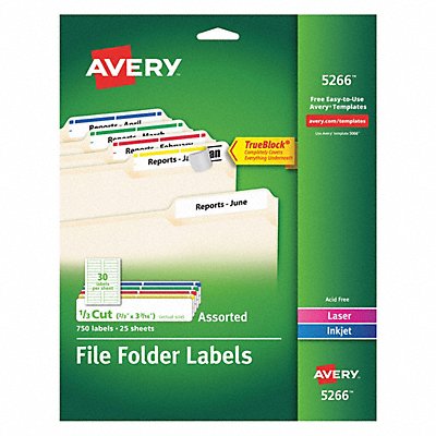 AVERY 727825266 Laser/Inkjet Label 2/3 H 3-7/16 W PK25