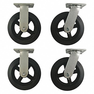 GRAINGER 5PKH9 Standard Plate Castor Swivel/Rigid PK4