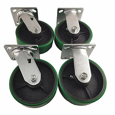 GRAINGER 5PKJ2 Standard Plate Castor Swvl/Rigid PK4