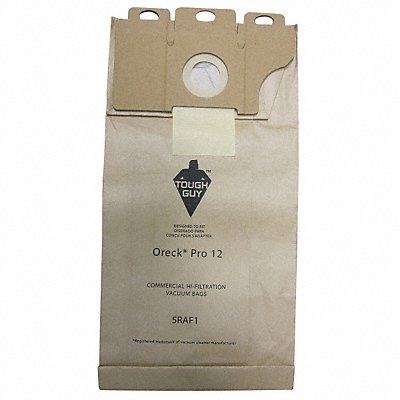TOUGH GUY 5RAF1 Vacuum Bag Paper 2-Ply Reusable PK10