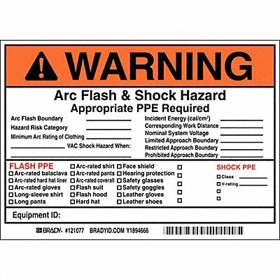 BRADY 121077 Permanent Adhesive Label 5inx7in Vinyl PK5