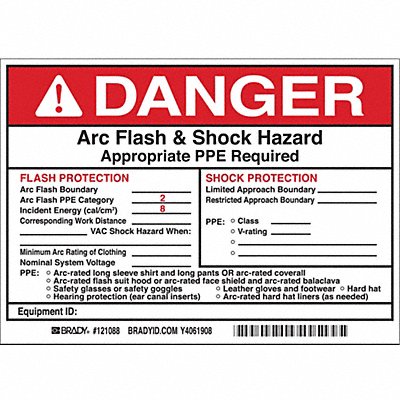 BRADY 121088 Permanent Adhesive Label 5inx7in Vinyl PK5