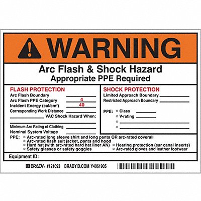 BRADY 121093 Permanent Adhesive Label 5inx7in Vinyl PK5