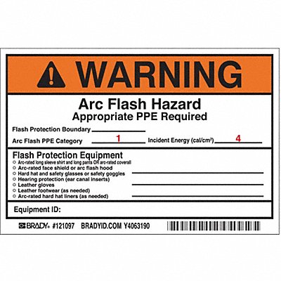BRADY 121097 Permanent Adhesive Label 4inx6in Vinyl PK5