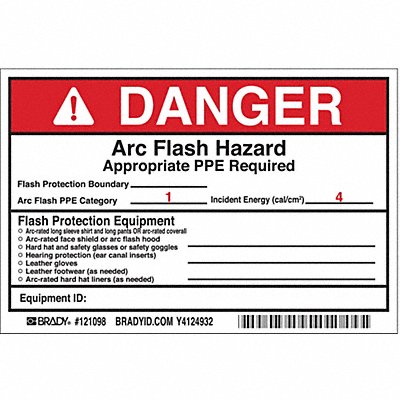 BRADY 121098 Permanent Adhesive Label 4inx6in Vinyl PK5