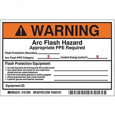 BRADY 121099 Permanent Adhesive Label 4inx6in Vinyl PK5