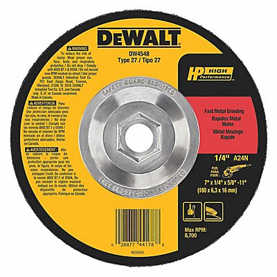DEWALT DW4548 Depressed Grinding Wheel 5/8 -11CN ThreadHle