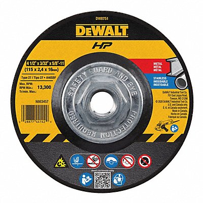 DEWALT DW8751 Depressed Centre Cut Off Wheel 5/8 -11CN ThreadHle