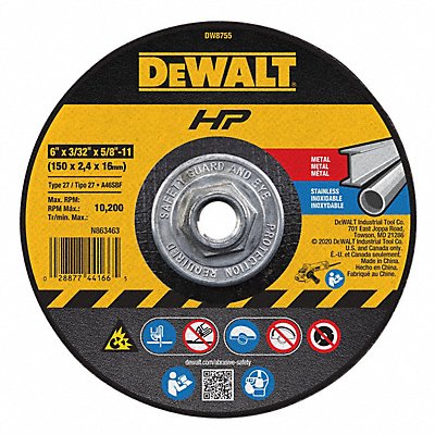 DEWALT DW8755 Depressed Centre Cut Off Wheel 5/8 -11CN ThreadHle