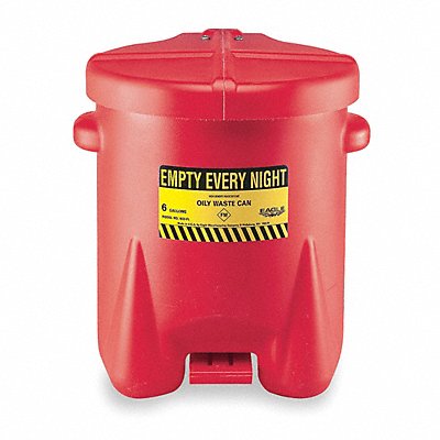 EAGLE 937FL Oily Waste Can 14 gal Poly Red