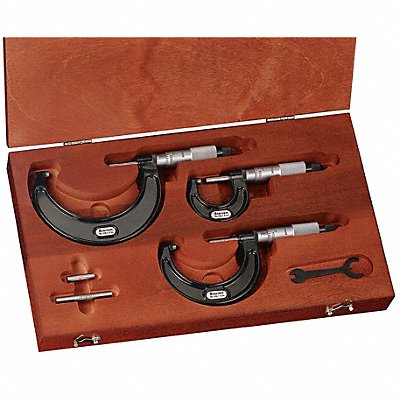 STARRETT ST4361AXRLZ Micrometer Set 0-3 In 0.0001 Res 3 Pc