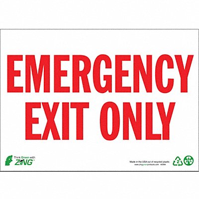 ZING 2084A Sign Emergency EXit Only 10X14 AL