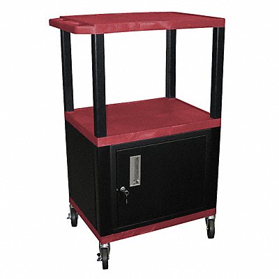 GRAINGER WT42RC2EB Audio-Visual Cart 200 lb Red 24 in L
